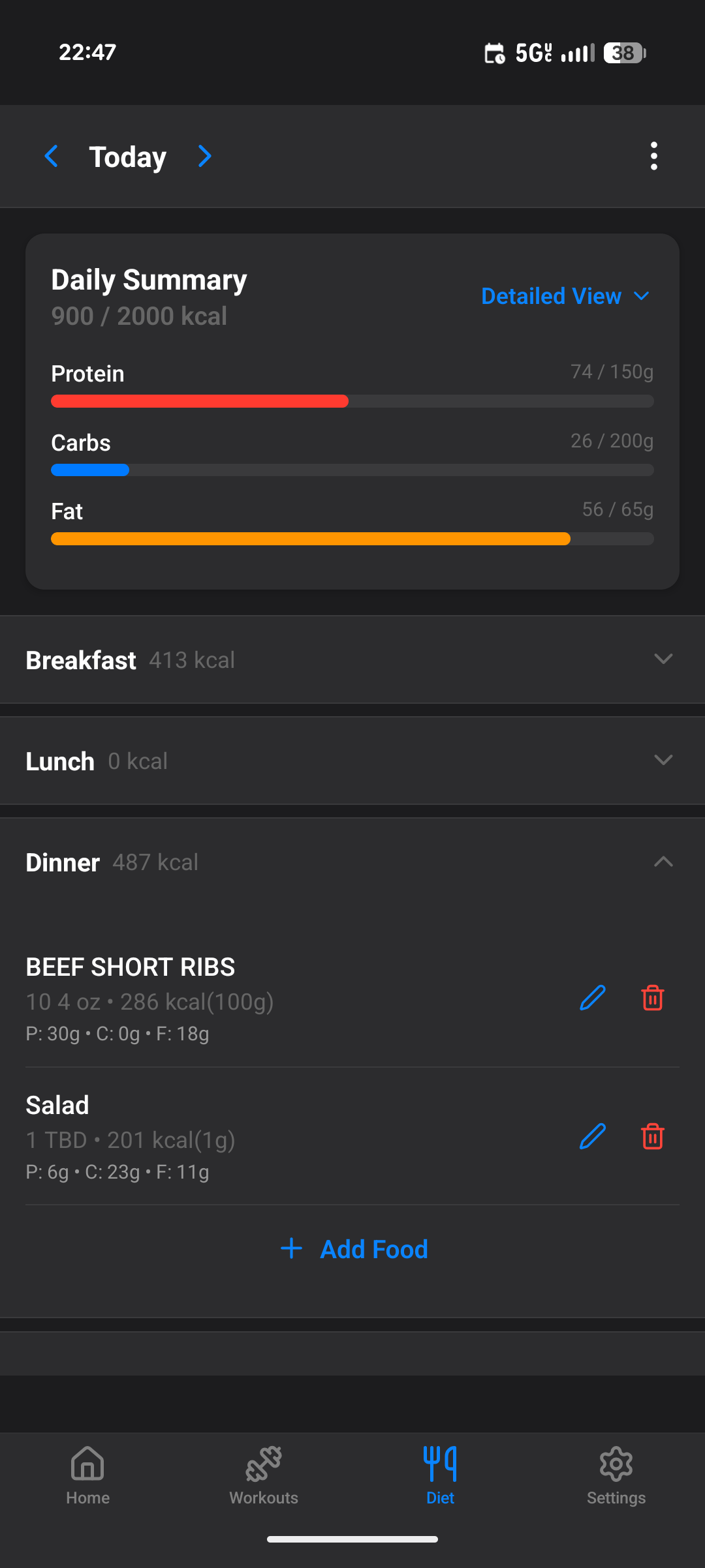 Diet Tracking View